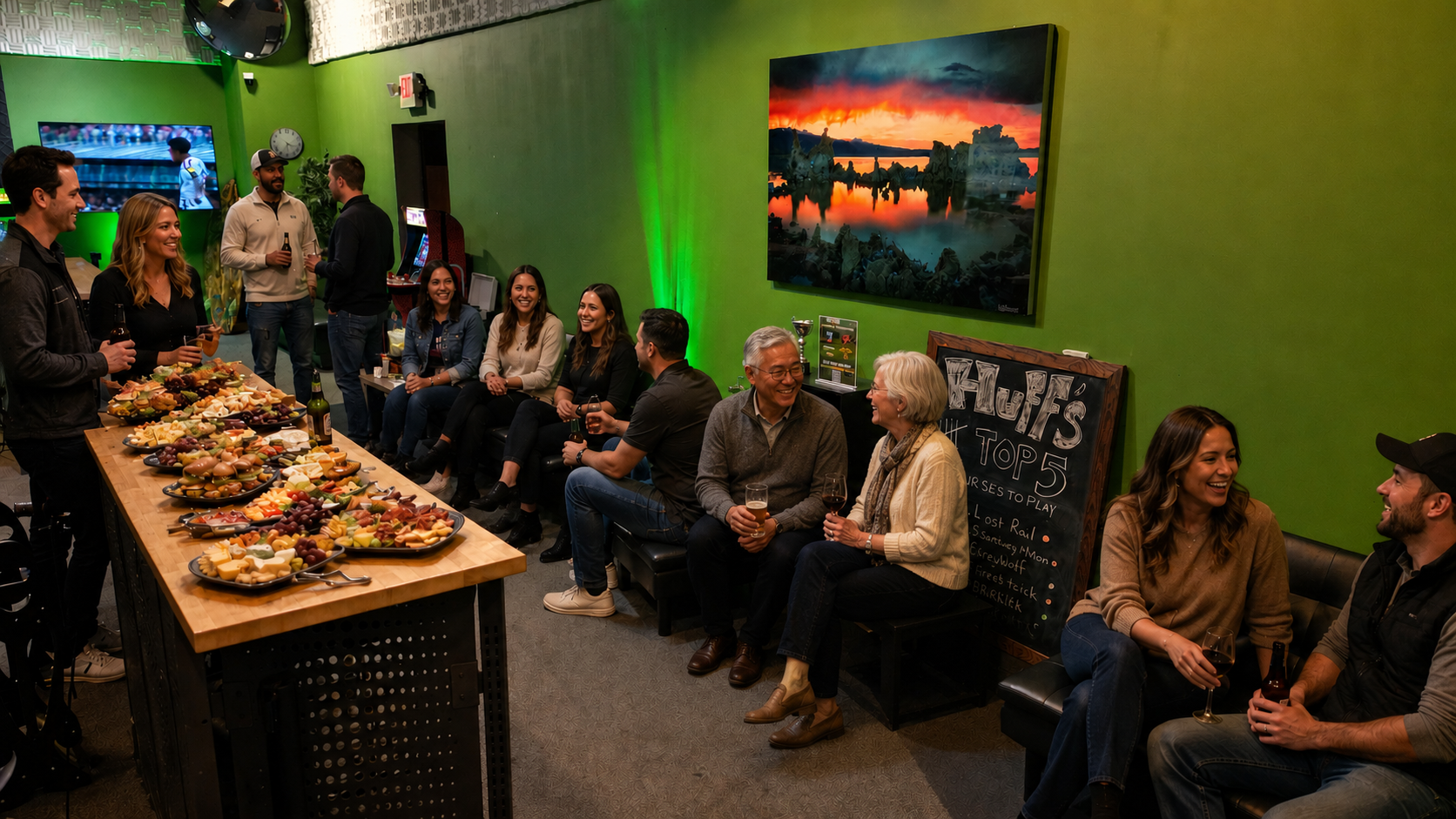 Players in the BetterGolf simulator bays