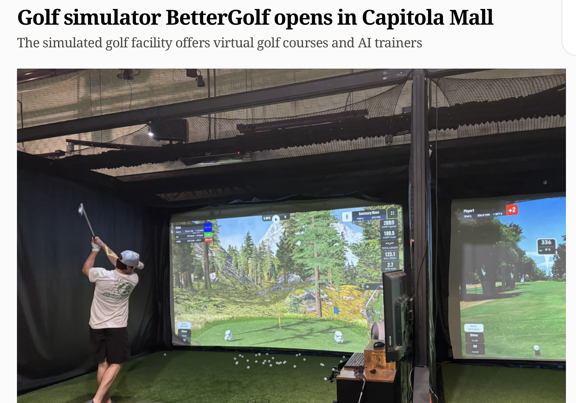 Santa Cruz Sentinel article: Golf simulator BetterGolf opens in Capitola Mall